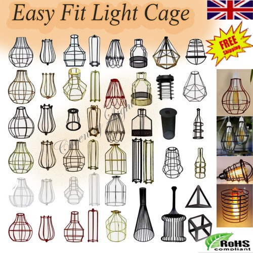 Metal Wire Cage Easy Fit Lampshade Hanging Lamp Shade Vintage Ceiling Lightshade - Picture 1 of 261