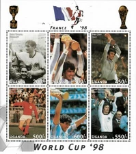 Uganda 1997 - WORLD CUP Soccer Football - Sheet of 9 Stamps - Scott #1514 - MNH