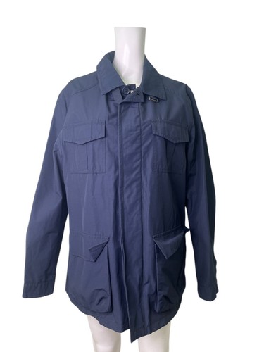 Gap Jacket Coat Size Medium Mens Navy Blue Canvas Cotton Pockets Collared Safari