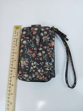 Wristlet Wallet Smartphone Black W/ Floral Print