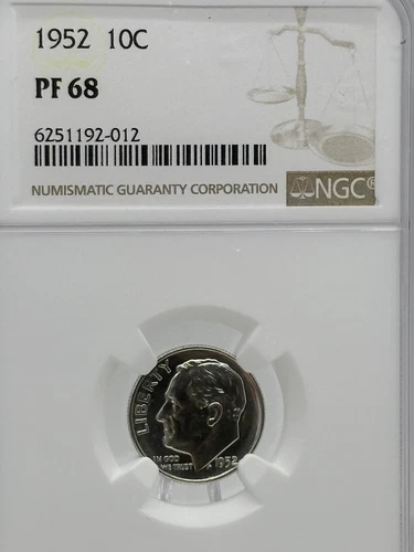 1952 10c Roosevelt Silver Dime NGC PF 68 #1261
