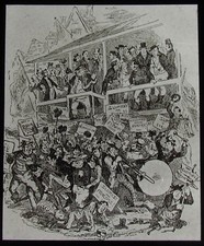 VINTAGE Magic Lantern Slide ELECTION AT EATANSWILL C1927 CHARLES DICKENS DRAWING
