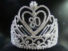 80. urodziny Impreza Ślub Rocznica Stras Serce Tiara Korona Nakrycie głowy