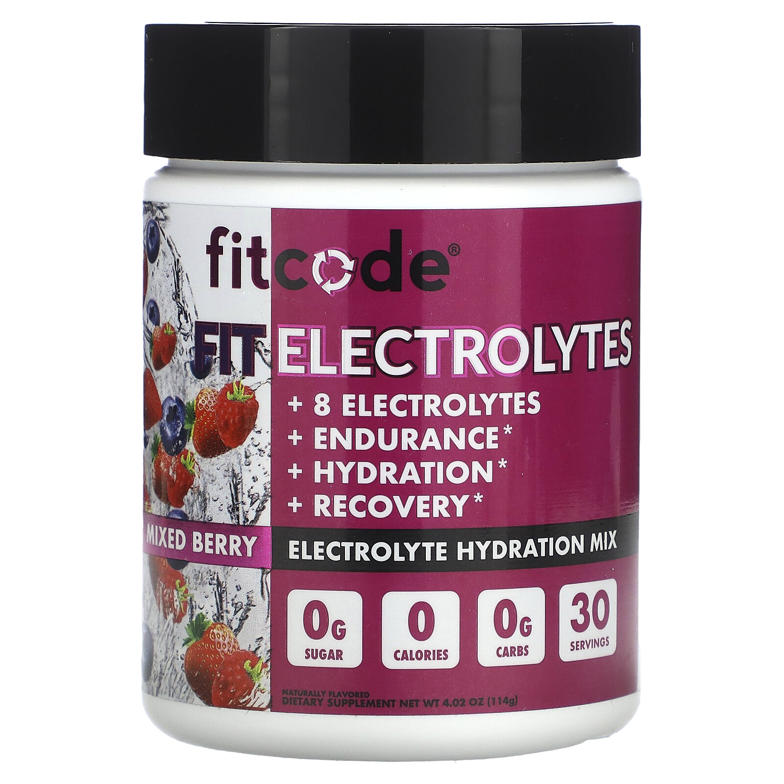 Fit Electrolytes, Смесь для увлажнения электролитов, ягодная смесь, 4,02 унции (114 г)