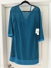 NWT NEW Laundry by Shelli Segal TEAL lace overlay size 8 dress