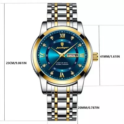 Stylish Men Luminous Date Watch Stainless Steel Quartz Watch - Picture 2 of 8