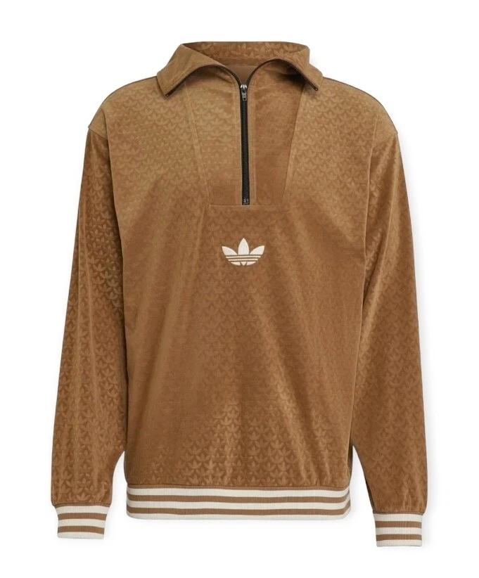 Adidas Originals Mens Adicolor Heritage Funnel Velour Pullover 1/4 