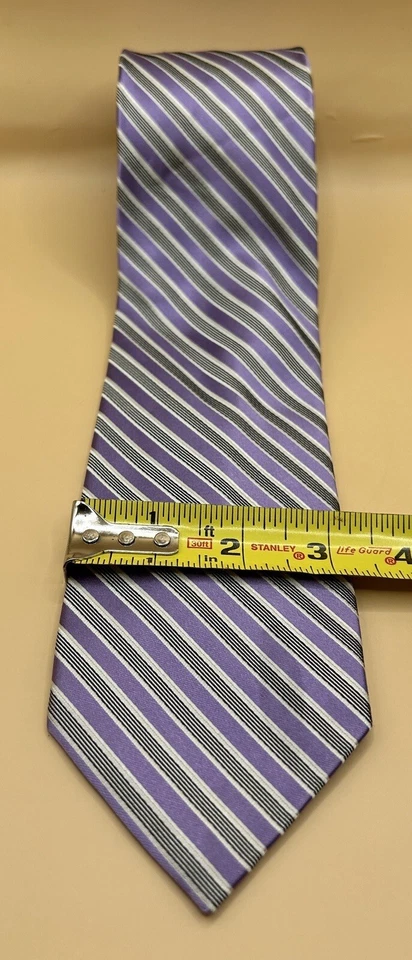 Corbata para hombre Perry Ellis Portfolio púrpura a rayas usada en excelente estado Foto 2 de 3