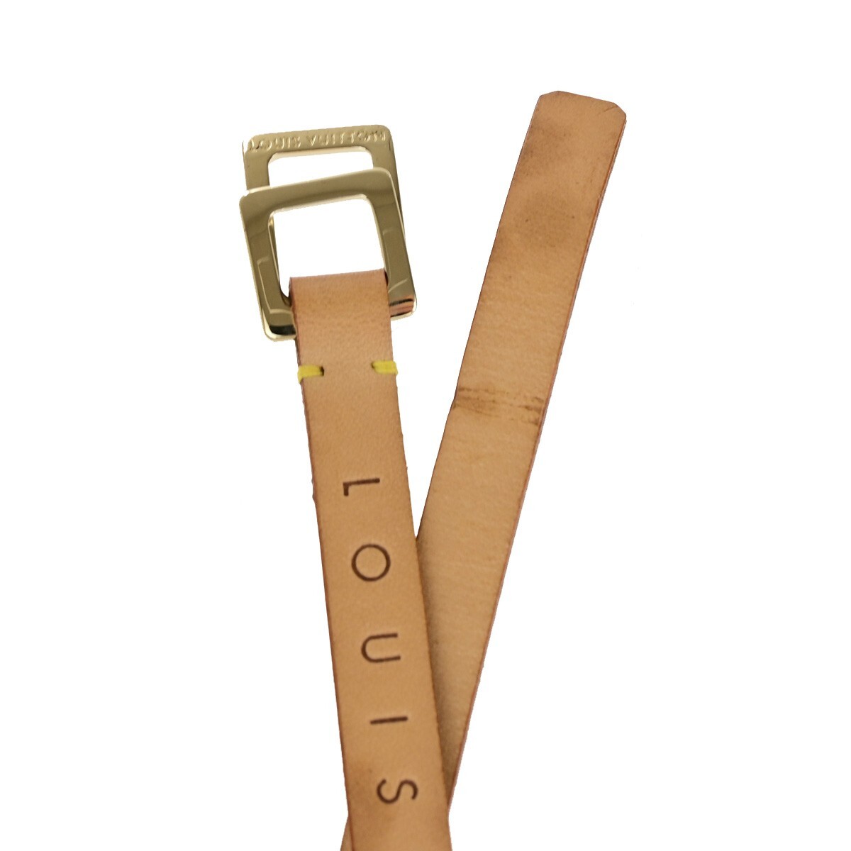 LOUIS VUITTON Logo Thin Belt Leather Size M Brown Gold Spain LOUIS VUITTON Logo Thin Belt Leather Size M Brown Gold Spain