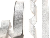 0,32€/M) Brokatband 25M X 25Mm Silber Brokat Mit Draht Schleifenband Dekoband