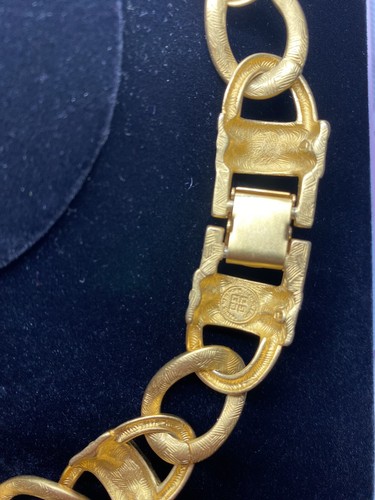 RARE Vintage GIVENCHY Mogul Satin Gold Tone GRIPOIX Jeweled Collar Necklace 18" - Picture 7 of 8