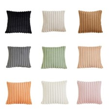 Plush Velvet Soft Solid Striped Cushion Cover Pillow Case Home Sofa Decor 18x18