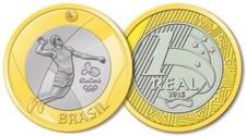 BRAZIL - 1 REAL COIN - 2016 RIO OLYMPIC GAMES - Volleyball