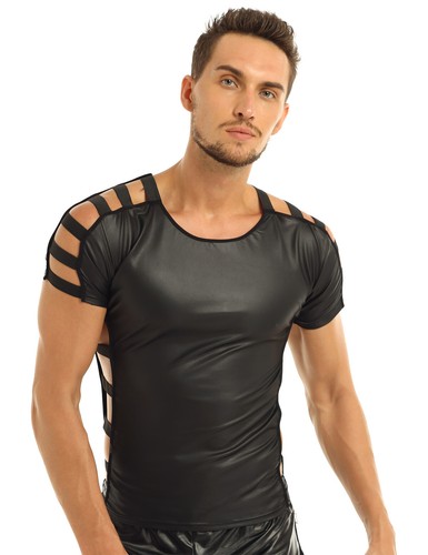 DE* Herren Kunstleder Unterhemd Tank Top Slim Muskelshirt Fitness Weste Clubwear - Bild 55 von 93