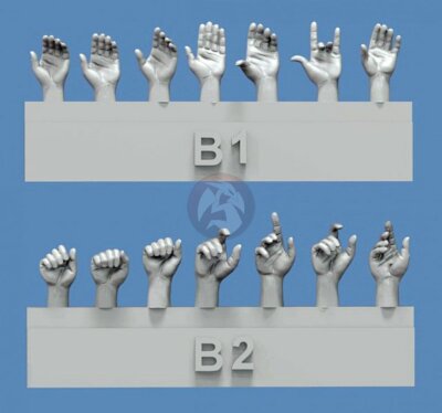 Royal Model 1/35 Assorted Hands Set No.2 (7 Left & 7 Right, different poses) 840