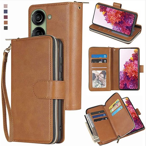 Asus Zenfone 10 10Z Wallet Case 9Card Zipper Slots Kickstand Flip Leather Case - Picture 6 of 42