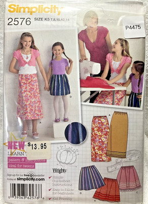 Simplicity Sewing Pattern 2576 Sz. K5 7-14 Girls Skirts Let to Sew
