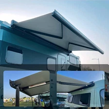 Heavy-Duty Campervan Motorhome Roll Out Awning Sun Canopy Shade in Black Frame