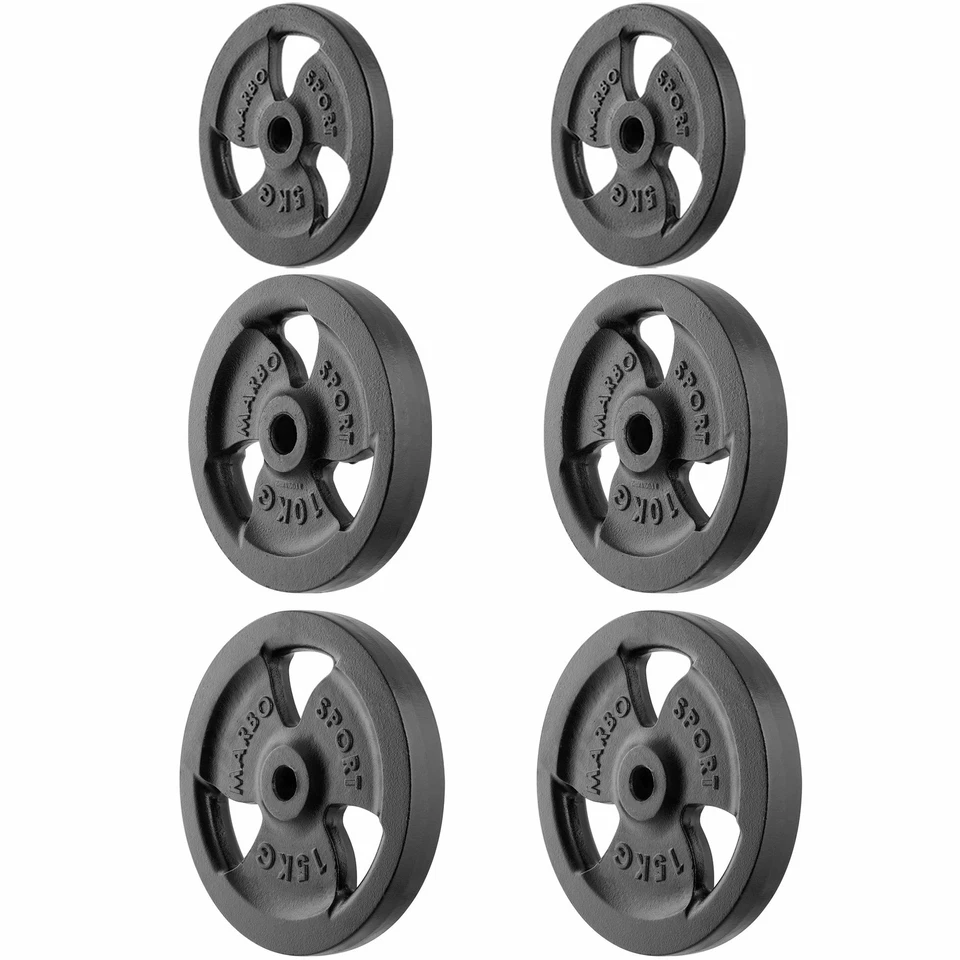 Jeu de plaques de poids en fonte 60 kg / 2x15kg + 2x10kg + 2x5kg Marbo Sport - Photo 2/3