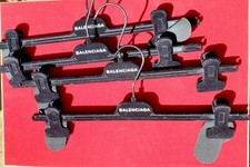 Lot of 4 NEW Balenciaga Black Adjustable Pants/Skirt Hangers - 14 inches