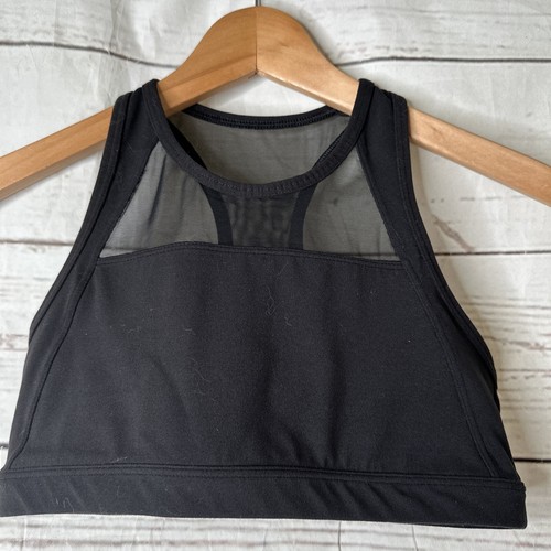Athleta Girl Black bra Top Mesh Panel Mint Sz 14 - Picture 6 of 6