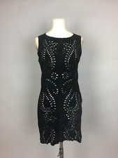 Women's Vintage Black Suede Sleeveless Party Dress. 8-10