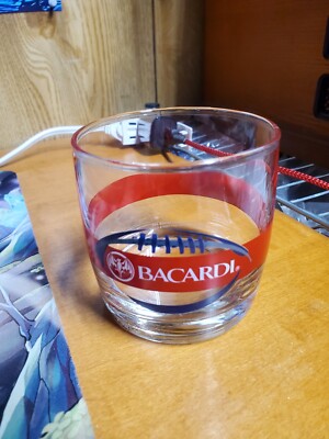 Bacardi Lowball Glass Bacardi Tumblers Red Stripe Football