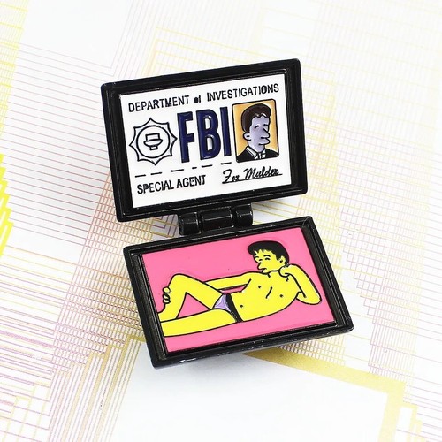 The Simpsons Pin X-Files FBI Fox Mulder ID Card Enamel//Metal 1.25" pin - Picture 4 of 5