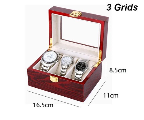 Chinese 1/2/3/5/6/10/12 Positions Dark Red Wooden Watch Box Watch Storage Case - Picture 15 of 30