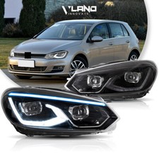 VLAND For Volkswagen Golf 6 MK6 VI 2010-2014 LED Headlights With Black housing