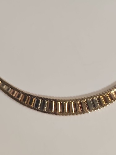 Vintage Solid 14K 3-Color Striped Gold Flat Choker Necklace 16" Italy 20.6gr - Picture 3 of 6