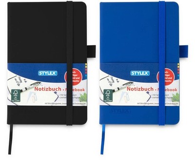 Stylex Notizbuch Kladde 9 x 14 cm kariert DIN A6 schwarz oder blau