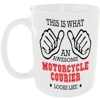 EIN TOLLER MOTORRAD KURIER SIEHT AUS WIE TASSE IDEALES GESCHENK TASSE FÜR ARBEIT JOB KARRIERE