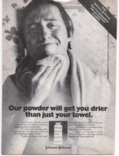 Vintage Johnson & Johnson Magazine Ad Baby Powder 1970s Drier Than Towel