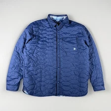 Huk Scale Fishing Shacket Mens XL Blue Quilted Shirt Jacket Button Up