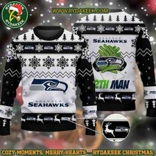NFL Seattle Seahawk 12th Man Christmas Ugly Sweater All Sizes