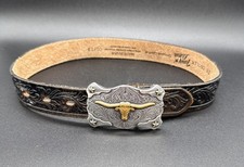 Kids Tony Lama  Little Texas  Longhorn Western Black Leather , 20 C60113 01/19