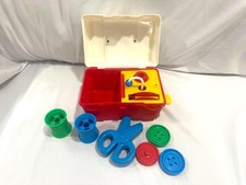 Vintage 1991 fisher-price sewing basket activity case with accessories red