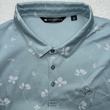 New Travis Mathew Polo Shirt Mens 2XL Good Time Feeling Blue Floral Print