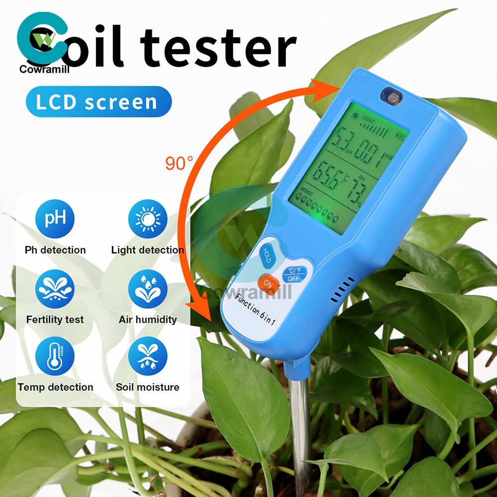 6 IN 1 Digital PH Tester LCD Soil Moisture Fertility Sunlight Temperature Tester