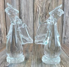Vintage Murano Style Heavy Clear Art Glass Angel Figurines 9" 3.5 lbs Each Lot 2