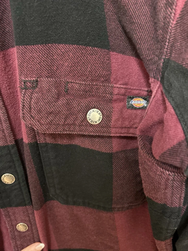 Camisa de franela Dickies DuraTech Renegade XL borgoña/negro a cuadros para mujer Foto 3 de 4