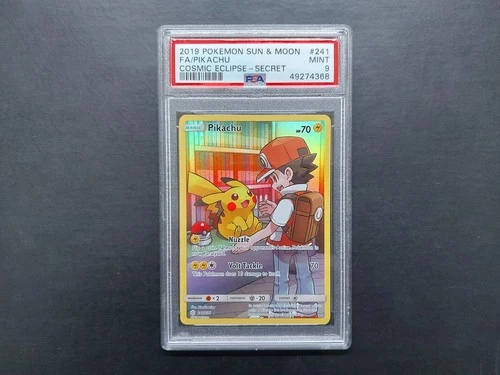 Pokemon - Pikachu 241/236 Secret Rare Sun & Moon Cosmic Eclipse PSA 9