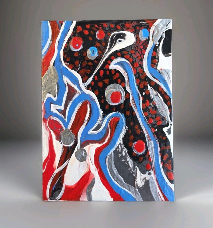 ACEO Original Acrylic Painting 2.5 x 3.5 in., Abstact,  ShineGoldenArt