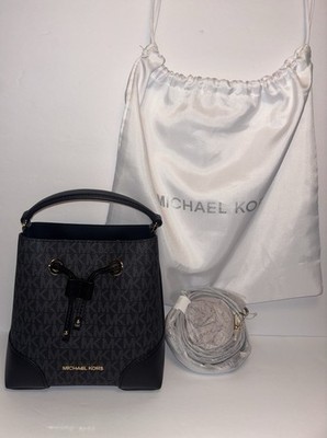 NWOT Michael Kors Mercer Small Logo Bucket Drawstring Crossbody Black Dustbag