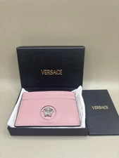 Versace Medusa Head Pink  Leather Card  Holder NWT $275 Retail Authentic