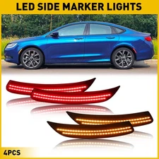 For 2015-2017 Chrysler 200 Smoked LED Side Marker Light Rear Red Super Bright M