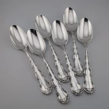 Gorham Strasbourg Sterling Silver Oval Soup/Dessert Spoons - 7" - Set of 6