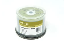 50 Pack Ritek DVD-R 4.7GB 16X Archival Grade Blank Disc Certified by ADTC Japan