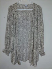 Cozy Co. Leopard Print Kimono Duster Lightweight SZ MD Long Sleeve Ruffle A9